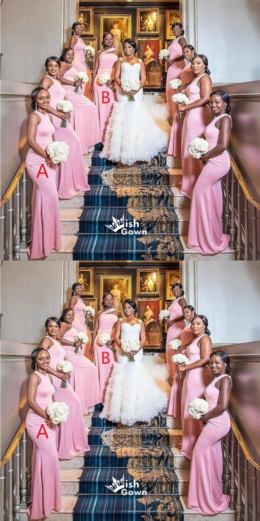 Mismatched Sexy Pink Mermaid Maxi Long Bridesmaid Dresses Online, WGM139