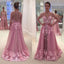 New Arrival Long Sleeves Seen Through Applique Long Prom Dresses, WG592