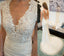 Seen Through Back Whtie Mermaid Lace Inexpensive Romantic Long Wedding Dress, WG633