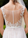 Affordable Seen Through V Neck Lace Top Popular Formal Long Wedding Dresses, WG675 - Wish Gown