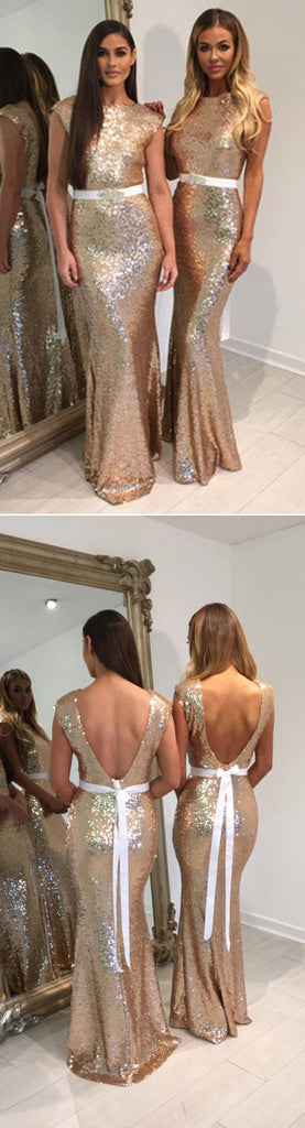 Fashion Design Shinning Sequin Elegant Mermaid Long Cheap Bridesmaid Dresses for Wedding Party, WG72 - Wish Gown