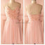 Peach spaghetti strap simple mini freshman homecoming prom bridesmaid dress,BD0074