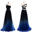 Chiffon Cheap One Shoulder Backless Gradient Black Blue Popular Unique Pretty Prom Dresses, PD0122