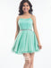 Mint Green Spaghetti Strap Beads Chiffon A-line Short Freshman Homecoming Prom Gown Dresses, BD00182