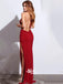 Simple Red Halter Sexy Side Split Backless Cheap Cocktail Evening Dress Prom Dress, PD0024