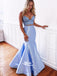 Blue Two Pieces Mermaid Spaghetti Strap Long Prom Dresses PG1108