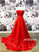 Red A-line Simple Cheap Long Prom Dresses PG1152