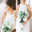 High Neck White Lace Long Sheath Simple Design White Lace Wedding Party Dresses, WD0089