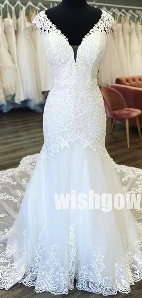 Pretty Elegant Open Back  Lace Long Bridal Dresses WDH019
