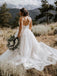 Elegant V-neck Applique Tulle Long Wedding Dress, WDH058