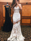 Sexy Mermaid Lace Open Back Popular Cheap Long Prom Dresses, WG1052