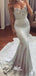 Charming Silver Soft Satin Appliques Sweetheart Strapless Long Mermaid Prom Dresses, WG20