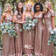 Rose Gold Sequin Mismatched Long Wedding Bridesmaid Dresses, WG415