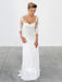 Unique Lace 3/4 Sleeve White Formal Cheap Beach Long Wedding Dresses, WG655