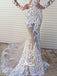 Sexy Seen Through Lace Mermaid Long Sleeves Long Wedding Dresses, WG746
