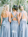 Ice Blue Convertible Jersey Lace Up Handmade Floor-Length Cheap Bridesmaid Dresses, WG80