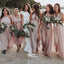 Blush-pink Multiple Types A-line Chiffon Party Gowns Wedding Bridesmaid Dresses, WGM040