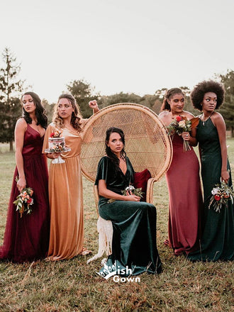 Multiple Types New Autumn Long A-line Wedding Guest Dresses Bridesmaid Dresses, WGM060