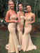 Chic Champagne Strapless Sweetheart Mermaid Wedding Guest Bridesmaid Dresses, WGM069