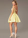 Simply Pale Yellow Short Caged-Back A-Line Pockets Homecoming Prom Dress, WGP028