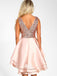 Cute Sparkly Sequins Top Pale Pink Satin A-line Satin Short Homecoming Prom Dress, WGP035