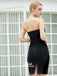 Black Tight Short Strapless Tube Dress with Split Cocktail Homecoming Prom Dresses, WGP054