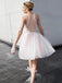 Elegant Halter Lace A-line Tulle Short Beaded Backless Wedding Bridesmaid Homecoming Prom Dress, WGP056