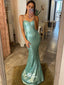 Sexy Light Green Spaghetti Strap Sequins Mermaid Evening Gowns Prom Dresses , WGP155