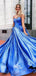 Blue Sparkly Sweetheart Criss Cross Backless A-line Evening Gowns Prom Dresses, WGP178