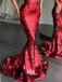 Spaghetti Straps Burgundy Sequins Mermaid Sexy Evening Gowns Prom Dresses, WGP179