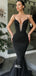 Chic Black Criss Cross V-neck Spaghetti Straps Mermaid Sexy Evening Gowns Prom Dresses, WGP181