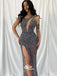 One Shoulder See Through Sequins Slits Sexy Mermaid Evening Gowns Prom Dresses, WGP225