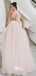 Pale Pink Halter Pleats Tulle A-line Lace-up Back Evening Gowns Prom Dresses, WGP228