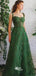 Green Sweetheart Lace Spaghetti Straps A-line Evening Gowns Prom Dresses, WGP240