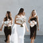 Unique Black Spaghetti Strap Side Split Tea-length Bridesmaid Dresses, YPS138