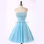 Junior Cute Cheap Straight Neckline Light Blue homecoming dresses, CM0018