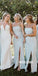 Simple Spaghetti Strap Split Side Long Bridesmaid Dresses, YPS149