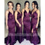 Sexy Mermaid Split Cheap Long Wedding Party Simple Bridesmaid Dresses, WG493