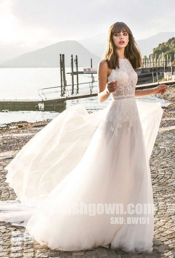Charming Popular Tulle Lace Elegant Inexpensive Long Wedding Dresses, BW151 - Wish Gown
