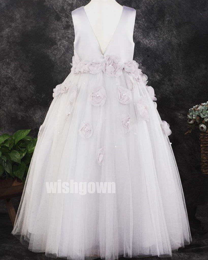 Elegant Pretty Sleeveless Tulle Wedding  Flower Girl Dresses, FGD008