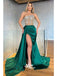 Sexy Green Mermaid Strapless High Slit Maxi Long Evening Prom Dresses,WGP259