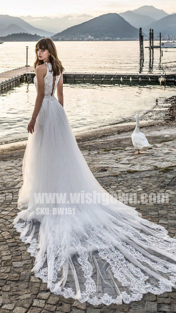 Charming Popular Tulle Lace Elegant Inexpensive Long Wedding Dresses, BW151 - Wish Gown
