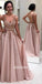 Chaming Pink Open-back Beading Long Prom Dresses PG1196