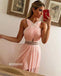 Unique Pink Halter Beads Tulle Prom Dresses PG1242