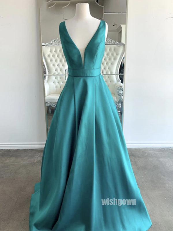 Elegant V-neck Sleeveless Stain Prom Dresses PG1247