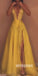 Best Sale Sexy Deep V Neck Lace Side Slit Long Prom Dresses, MD1106