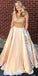 Beaded Top A Line Sleeveless Round Neck Long Prom Dresses, SG137