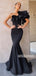 One Shoulder Black Mermaid Long Prom Dresses PG1139