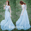 Cheap Formal Chiffon Blue Elegant Long Evening Prom Dresses, WG1072 - Wish Gown