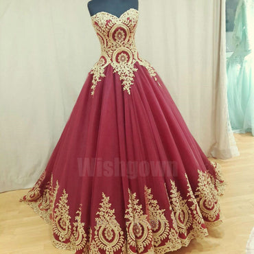 Charming Sweetheart Elegant Tulle Applique Cheap Long Prom Dresses, WG1054 - Wish Gown